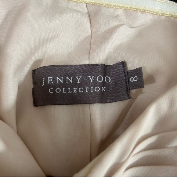 JENNY YOO Collection Bridesmaid Gown Strapless Knee Length Champagne Sz 8. - Picture 9 of 15